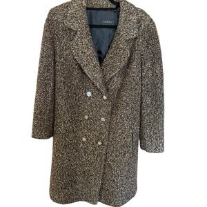 Avenue Double Breasted Coat Sz 14/16 Boucle Fabric In Brown Green Tan